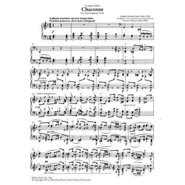 Chaconne in D minor from Bach's Partita No. 2 for Solo Violin, Johann Sebastian Bach / Ferruccio Busoni - Piano Solo