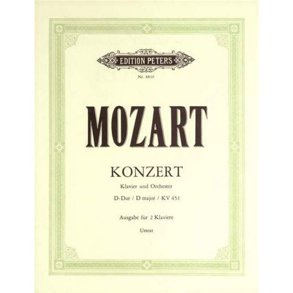 Concerto No. 16 in D K451, Wolfgang Amadeus Mozart - Piano Duett