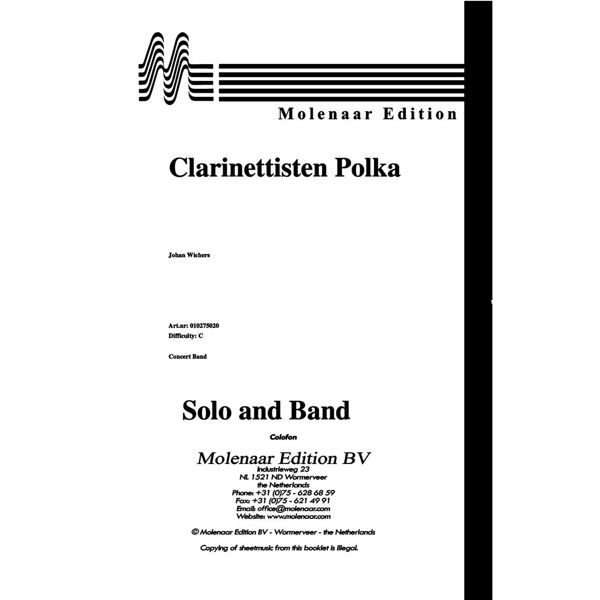 Clarinettisten Polka, Solo for Clarinet and Band. Johan Wichers Concert Band