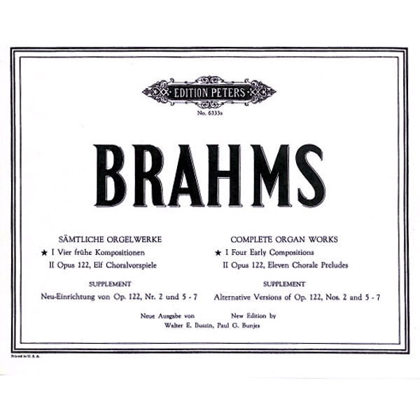 Organ Works (Complete), in 2 volumes, Vol.1, Johannes Brahms - Organ Solo