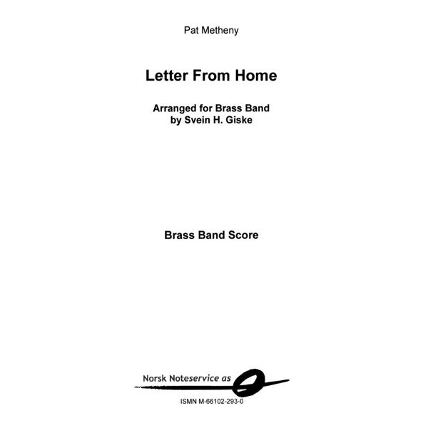 Letter from home BB3,5 Pat Metheny arr.Svein Giske