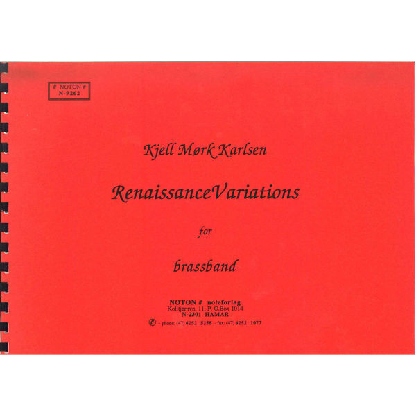 Renaissance Variations, Kjell Mørk Karlsen. Brass Band Partitur