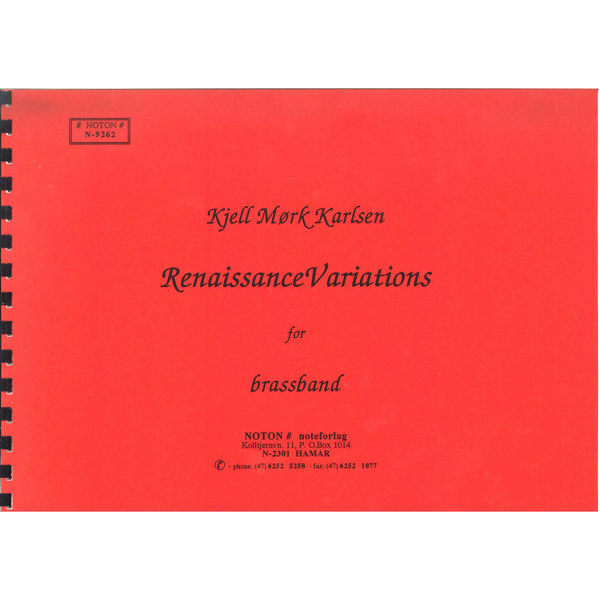 Renaissance Variations, Kjell Mørk Karlsen. Brass Band Stemmesett