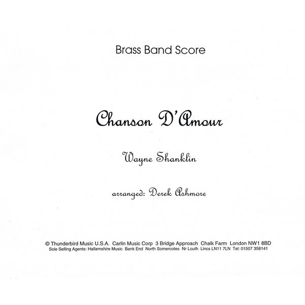 Chanson D'Amour, Wayne Shanklin arr Derek Ashmore, Brass Band