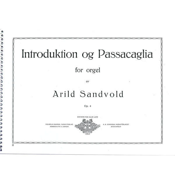 Introduktion og Passacaglia, Arild Sandvold. Orgel