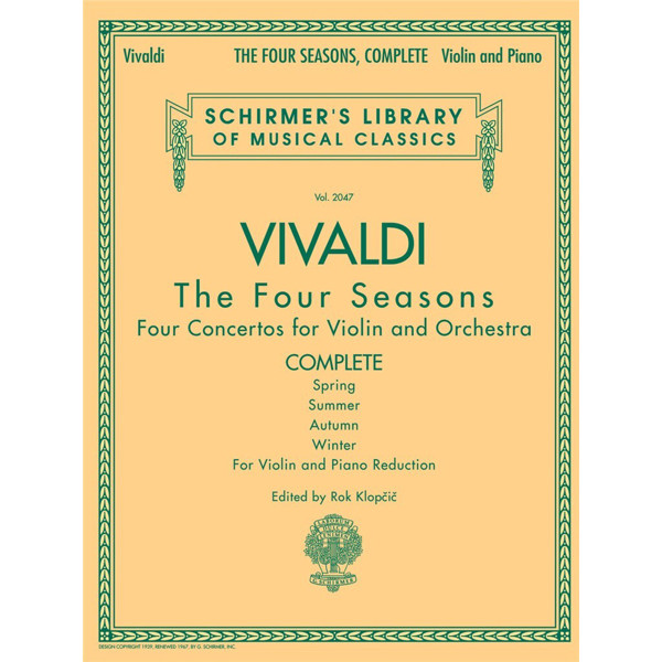 The Four Seasons, Violin concerto Op. 8 No 1-4, Antonio Vivaldi. Violin Solo and Piano