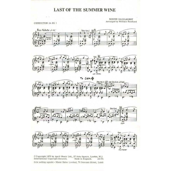 Last Of The Summer Wine (Hazelhurst/Rumford) - Brass Band