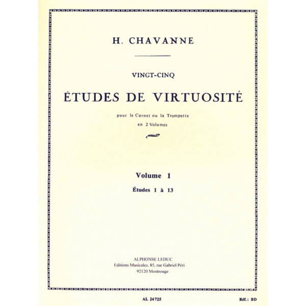 Etudes de Virtuosite (25) Vol.1, Henri Chavanne. Trumpet