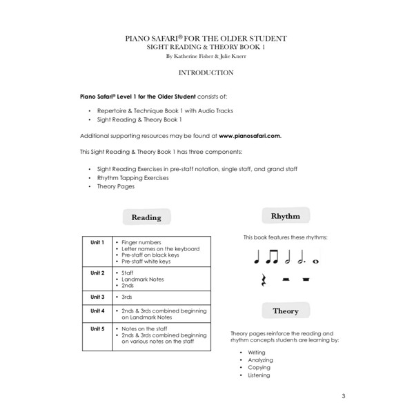 Piano Safari: Older Student 1 (Sight Reading & Theory),  Katherine Fisher & Julie Knerr