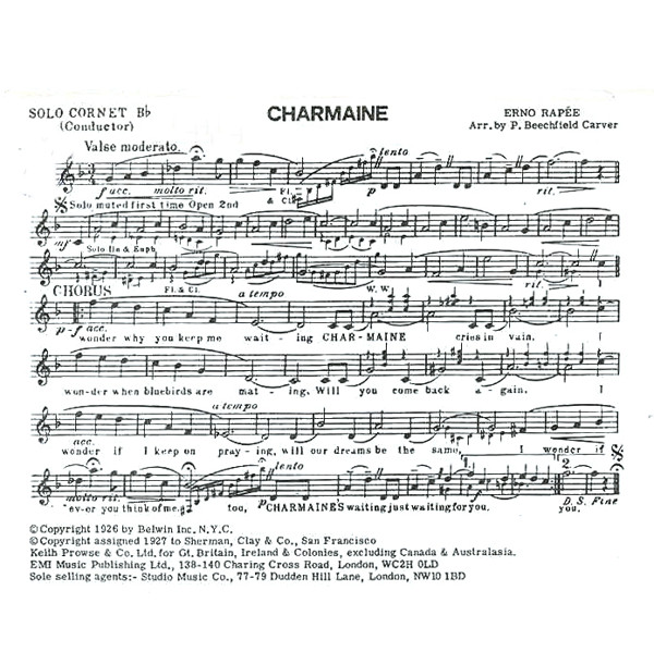 Charmaine (Arr. Beechfield Carver) - Brass Band lite format