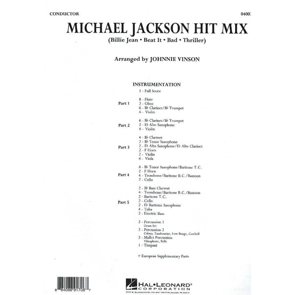 Michael Jackson Hit Mix Flex-Band Grade 2-3 Jackson/Vinson, Score