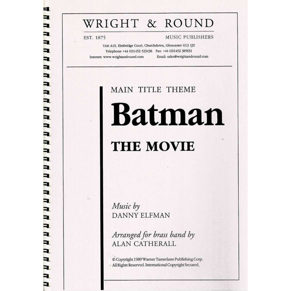 Batman The Movie (Theme), Danny Elfman arr. Allan Catherall. Brass Band