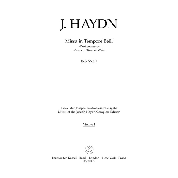 Joseph Haydn: Mass in the Time of War (Pauken-Messe) 1st Violin