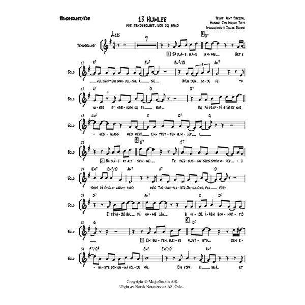 13 humler - Vamp - PARTITUR Tenorsolist SATB & band arr: Jonas Romme