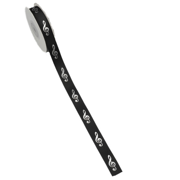 Gavebånd - Ribbon g-clef Black/Silver, 10 m