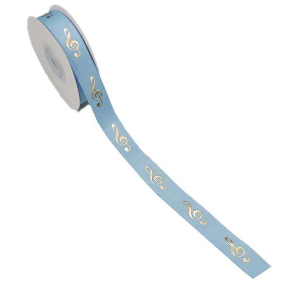 Gavebånd - Ribbon g-clef Blue/Gold, 10 m