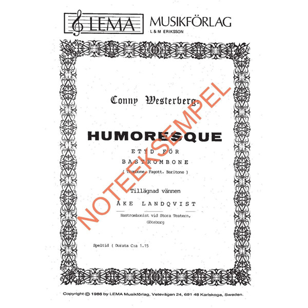 Humoresque - Solo for bass-trombone - Conny Westerberg