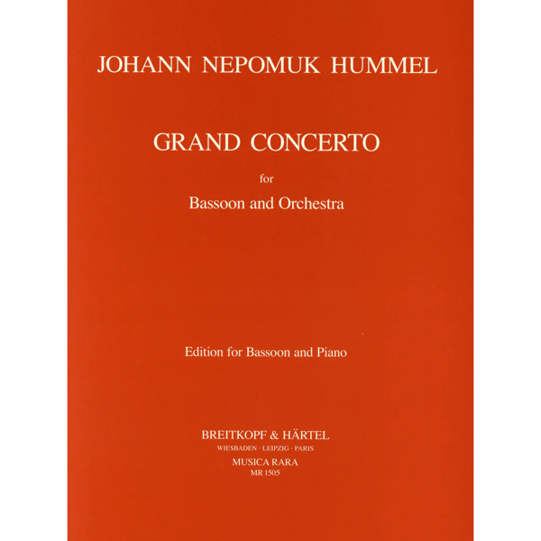 Grand Concerto for Bassoon and Piano Reduction, Johann Nepomuk Hummel, arr. Ronald Tyree