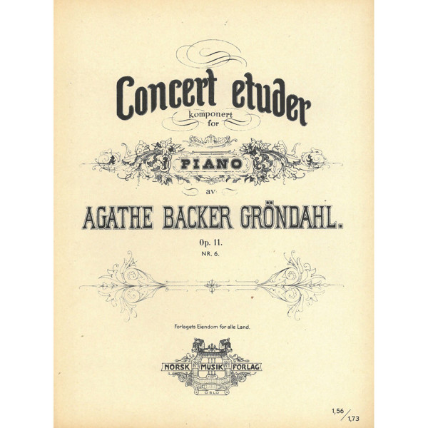 Concert Etude Op. 11 Nr. 6, Agathe Backer Grøndahl. Piano