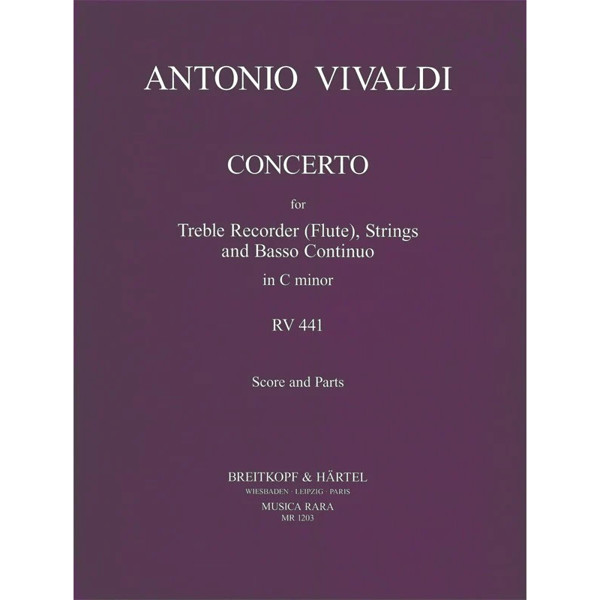 Concerto for Treble Recorder (Flute), Strings and Basso Continuo in C minor, Vivaldi, Treble Recorder and Piano