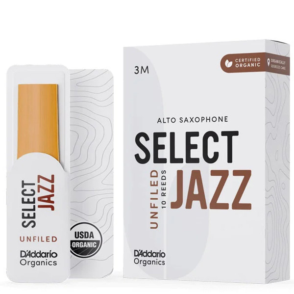 Altsaksofonrør D'Addario Organics Select Jazz Unfiled 3 Medium (10 pk)