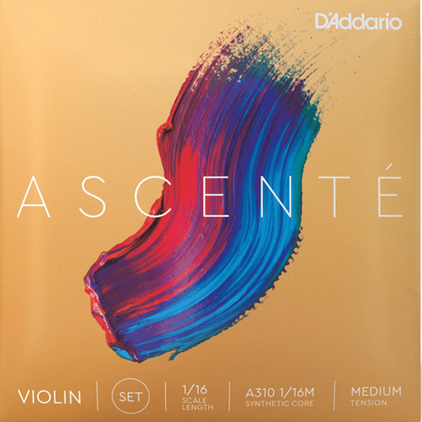 Fiolinstrenger D'Addario Ascente 1/16 Medium, Sett