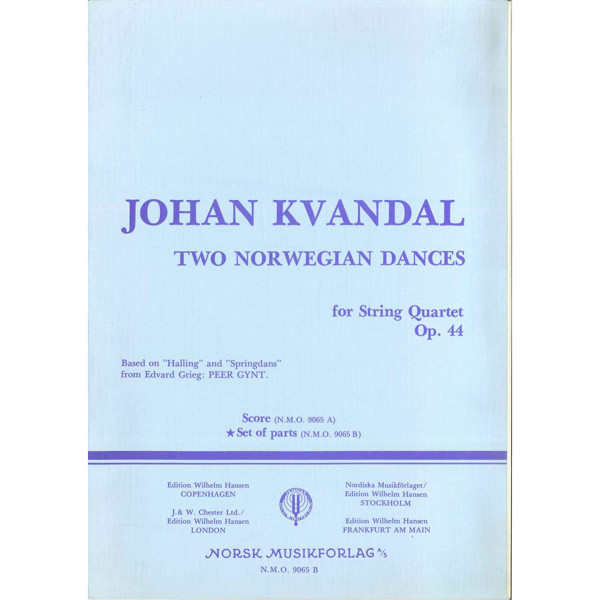 Two Norwegian Dances Op. 44, Johan Kvandal - Strykekvartett Stemmesett