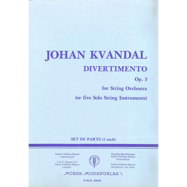 Divertimento Op. 3, Johan Kvandal - Strykeorkester. Stemmesett