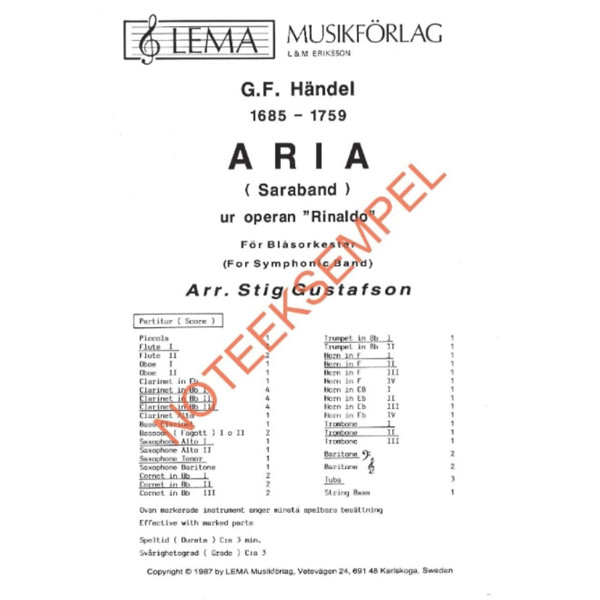 Aria (Saraband) from Rinaldo CB3-4 G.F. Händel arr Stig Gus