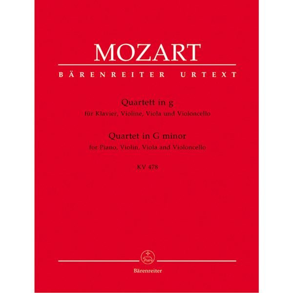 Quartett in G KV478 for Piano, Violin Viola and Violoncello, Wolfgang Amadeus Mozart