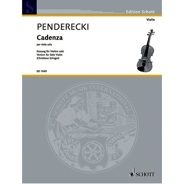 Cadenza per viola sola, Krzysztof Penderecki. Edition for Violin Solo by Christiane Edinger